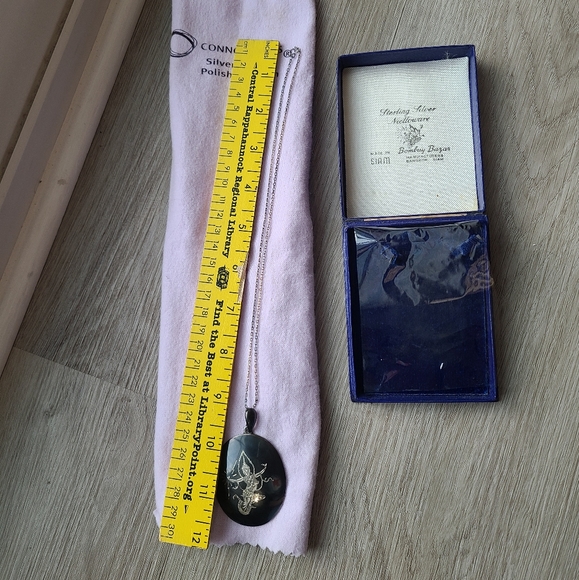 Nielloware Sterling Necklace with large charm - Picture 2 of 8